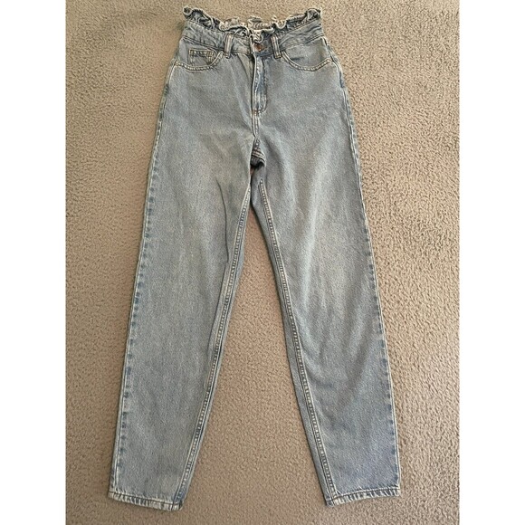 Miss Selfridge Denim - Miss Selfridge Light Wash High Rise Jeans Paperbag Waist Size 0 24x32 Mom Jeans